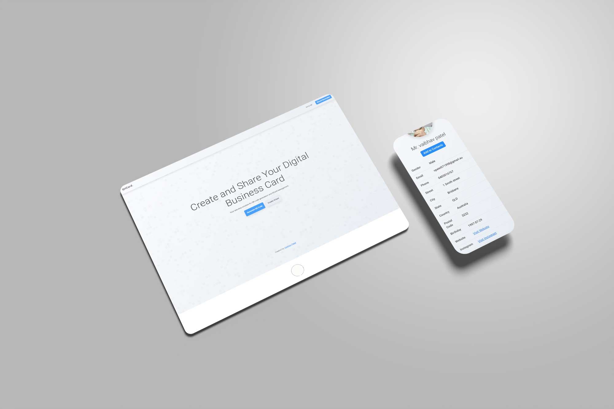 QriCard: Digital Business Cards for Modern Professionals