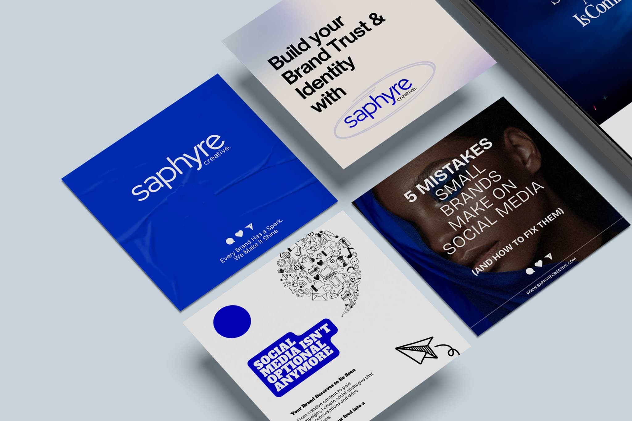 Saphyre Creative: Full Brand Identity, Social Media Templates & Web Presence for a Sydney Creative Agency